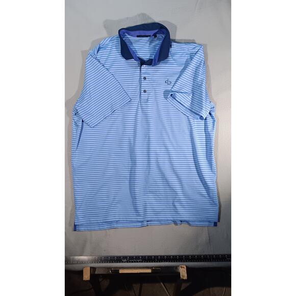 Greyson Golf Polo Shirt XXL Blue Stripe Performance Stretch Made in Peru - Picture 1 of 7